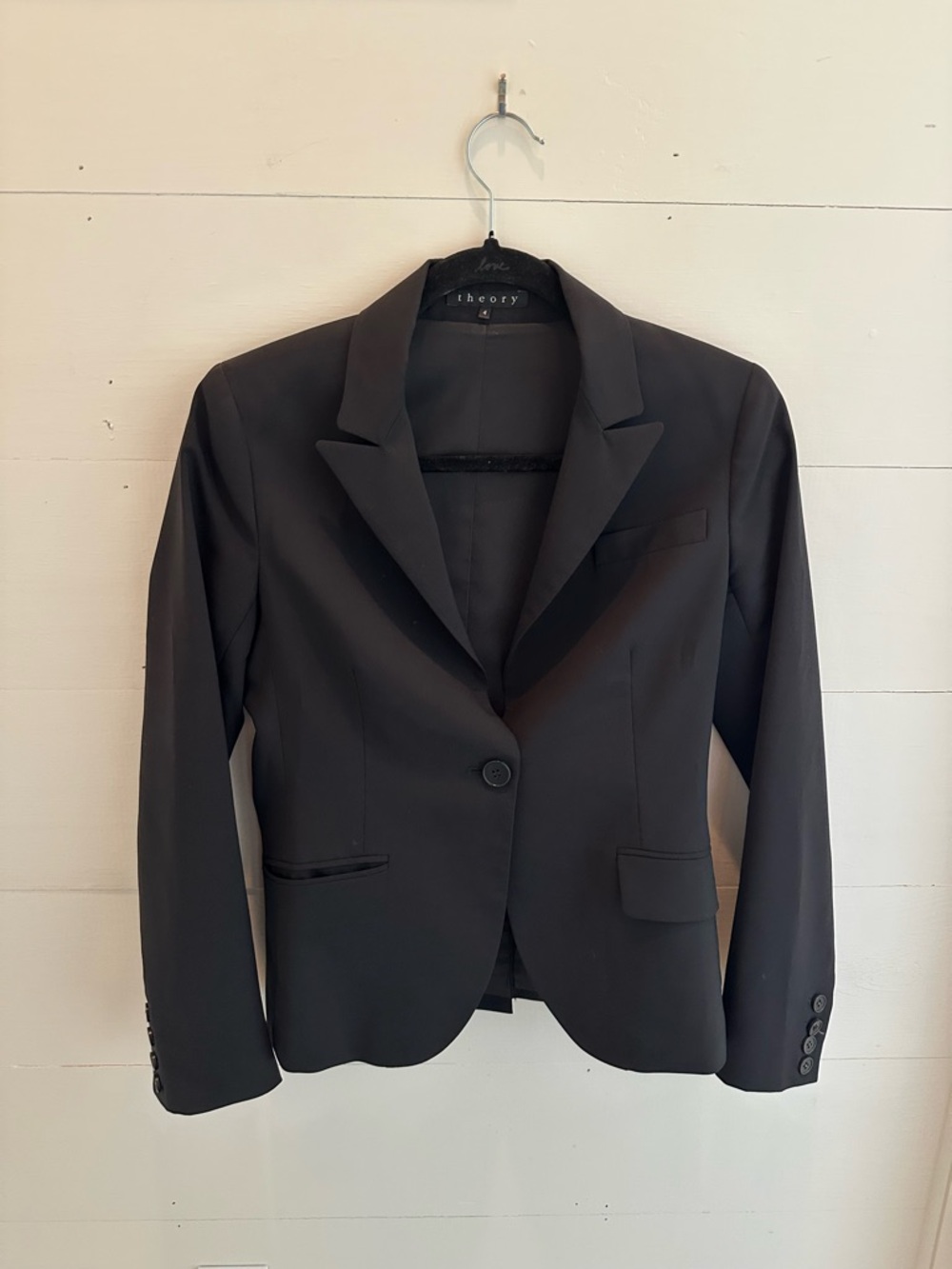 Theory Black Women's Tailored One-Button Blazer